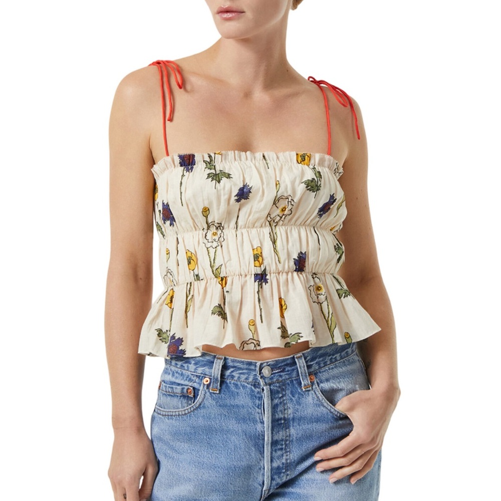 RHODE, Julieta Floral Print Strap Top, Saba, Small